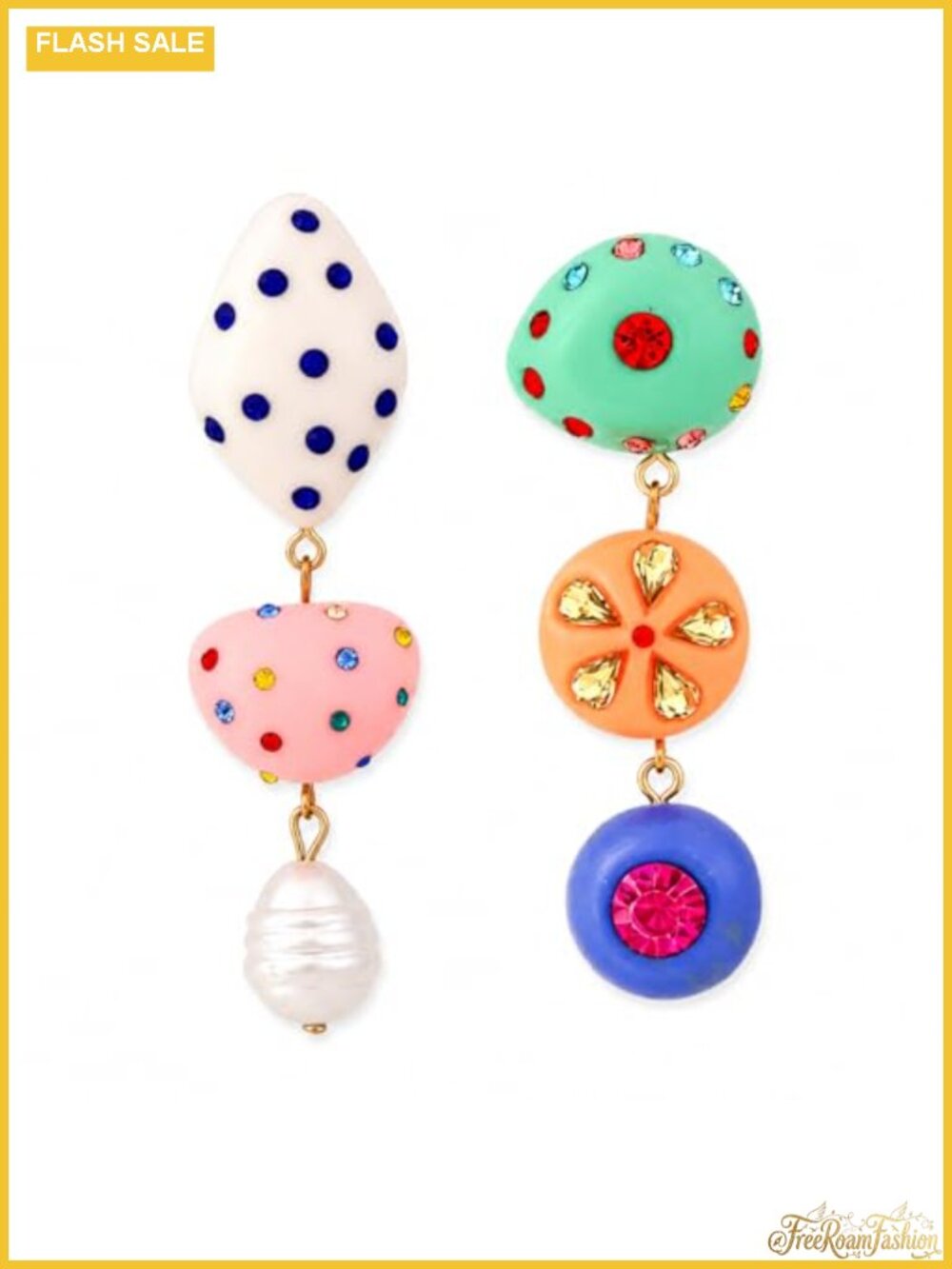Asymmetrical Acrylic Dangle Earrings Statement Rhinestone Push Back